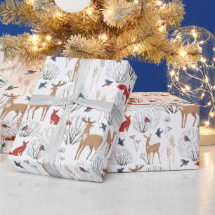 Winter Forest Woodland Animals Earthy Christmas Wrapping Paper