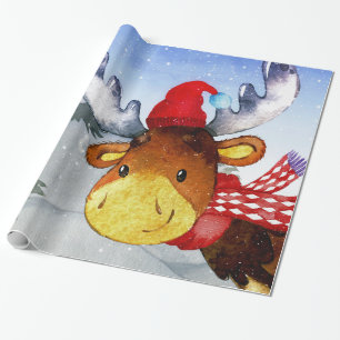 Winter Forest Woodland Friends Deer Illustration Wrapping Paper