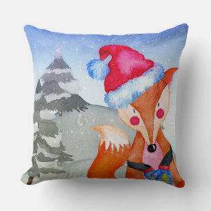 Winter Forest Woodland Friends Fox Illustration Cushion