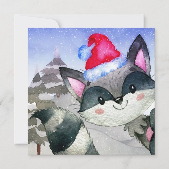 Winter Forest Woodland Friends Racoon Illustration (Front)