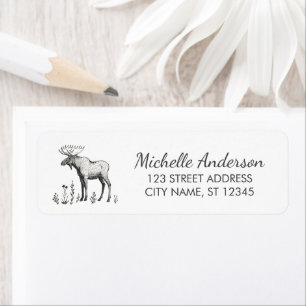 Winter Forest Woodland Moose  Return Address Label