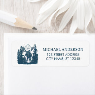 Winter Forest Woodland Moose  Return Address Label