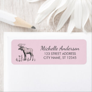 Winter Forest Woodland Moose Return Address Label