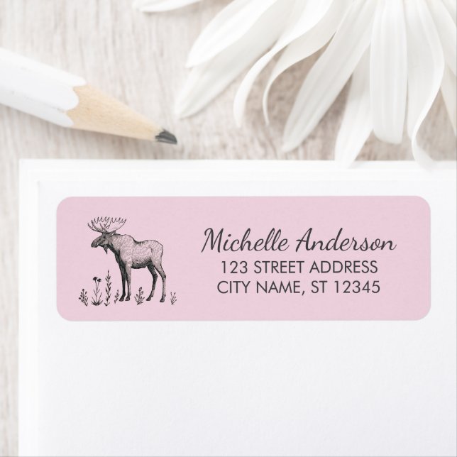 Winter Forest Woodland Moose  Return Address Label (Insitu)