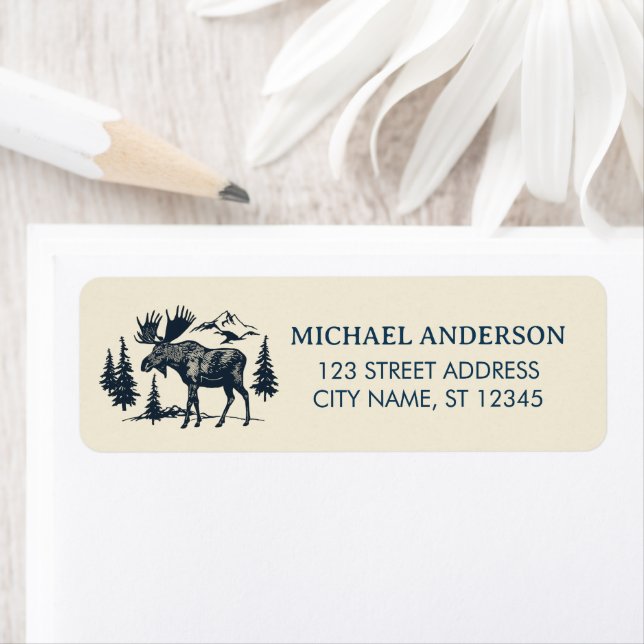 Winter Forest Woodland Moose  Return Address Label (Insitu)