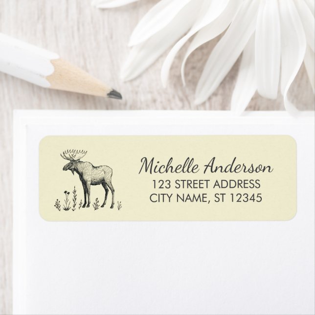 Winter Forest Woodland Moose  Return Address Label (Insitu)