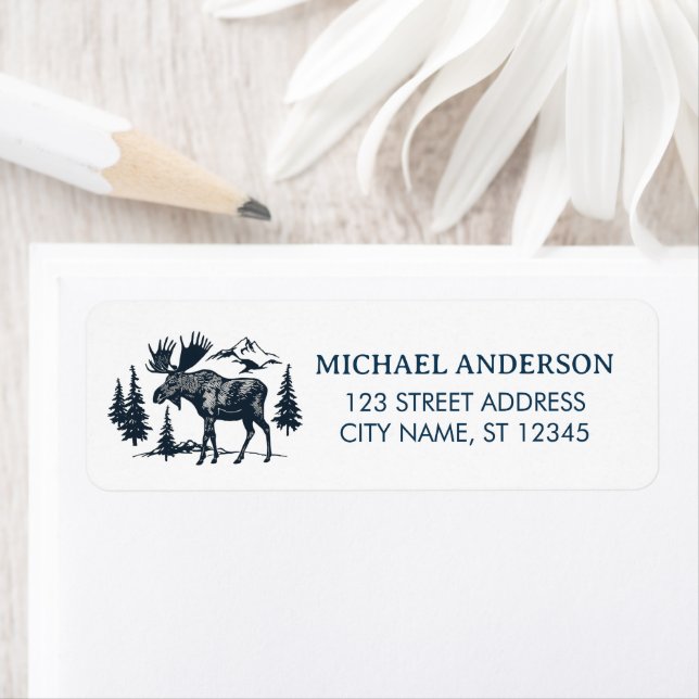 Winter Forest Woodland Moose  Return Address Label (Insitu)