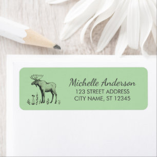 Winter Forest Woodland Moose  Return Address Label