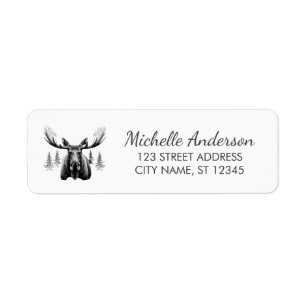 Winter Forest Woodland Moose  Return Address Label