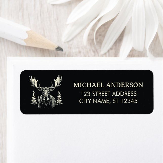 Winter Forest Woodland Moose  Return Address Label (Insitu)