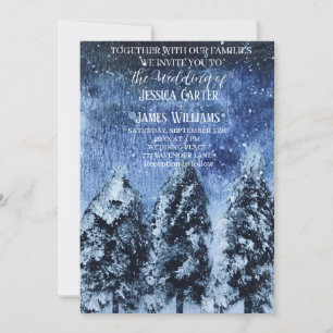 Winter Forest Woodland Pine Trees Wedding Invitation