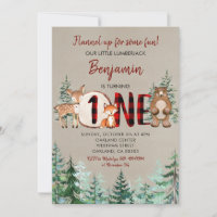 Winter Forest Woodland Red Plaid First Birthday