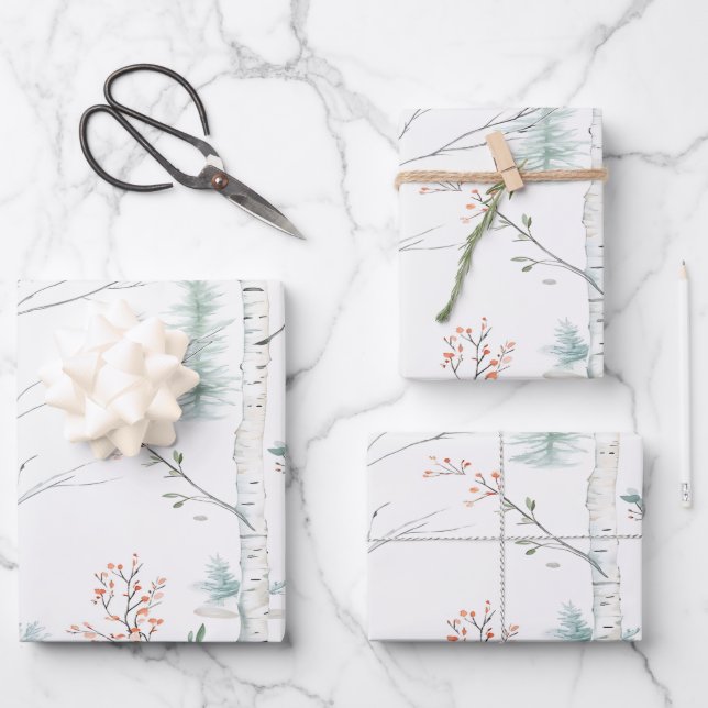 Winter Forest Wrapping Paper Sheet (Front)