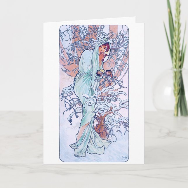 Winter (Four Seasons), Alphonse Mucha Card (Front)
