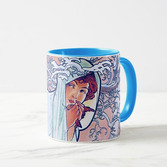 Winter (Four Seasons), Alphonse Mucha Mug (Front Right)