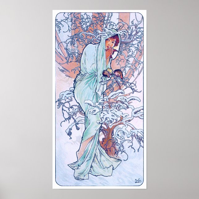 Winter (Four Seasons), Alphonse Mucha Poster (Front)