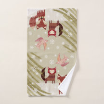 Winter Fox and Dove Hand Towel