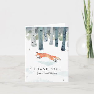 Winter Fox Baby Shower Thank You Card