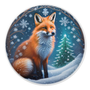 Winter Fox Ceramic Knob