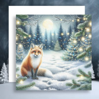 Winter Fox in a Whimsical Forest Christmas