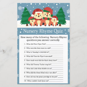 Winter fox Nursery Rhyme Quiz baby shower game