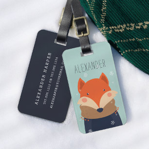 Winter Fox Personalised Bag Tag Mint