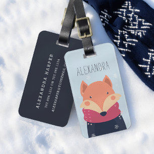 Winter Fox Personalised Bag Tag Sky