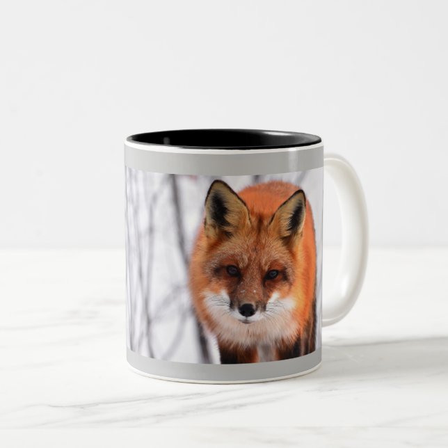 Winter Fox Personalized Two-Tone Coffee Mug (Front Right)