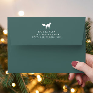 Winter Fox Return Address Envelope Spruce