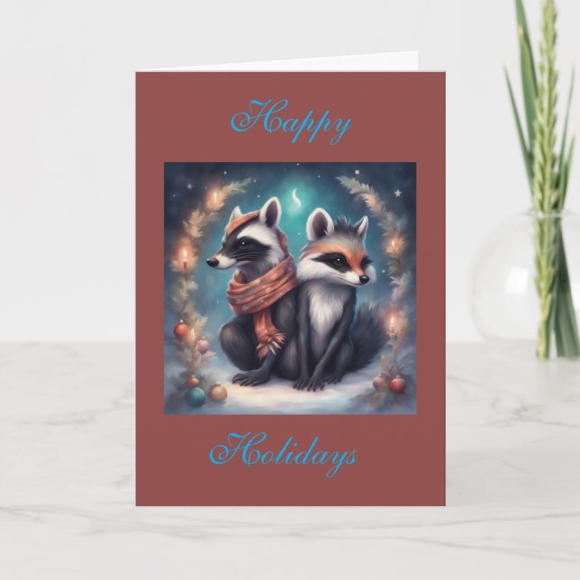 Winter Fox scene Holidays Christmas Card (Front)