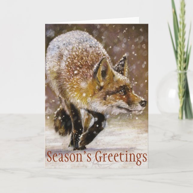 Winter Fox Seasonal Christmas Card (Front)