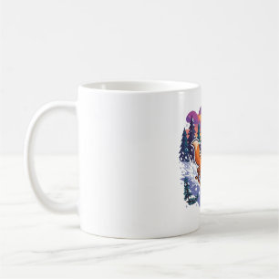 Winter Fox Sledding Sunset Snow Christmas Coffee Mug
