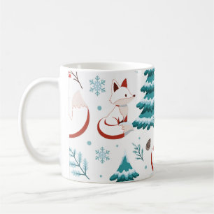 Winter Fox Snowy Pine Christmas Pattern Coffee Mug