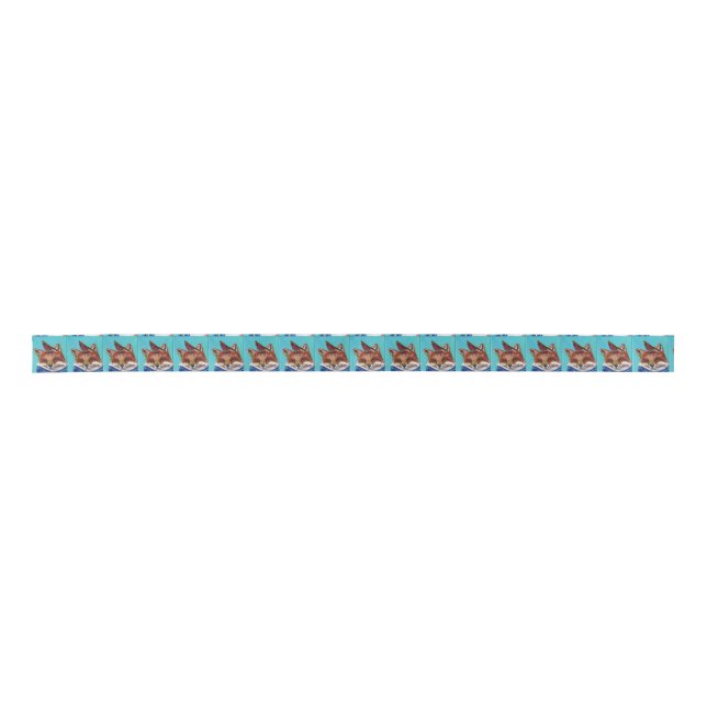 Winter Fox with cardinal! Satin Ribbon (Front)