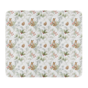 Winter Fox Woodland Forest Cute Cutting Board