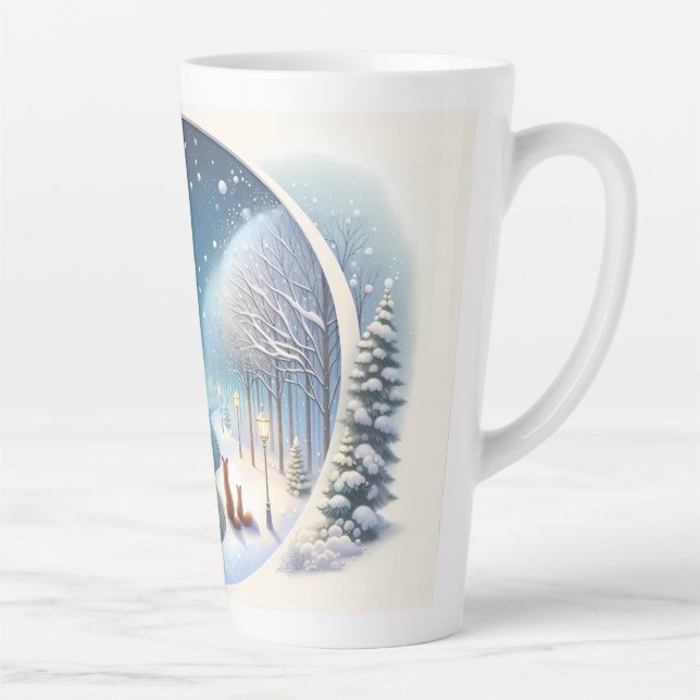 Winter Foxes by Moonlit Snowy River Latte Mug (Right)
