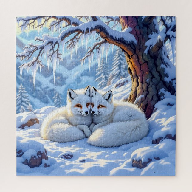 Winter Foxes on a Snowy Winter Day  Jigsaw Puzzle (Vertical)