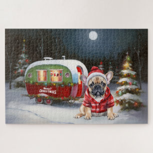 Winter French Bulldog Caravan Christmas Adventure Jigsaw Puzzle