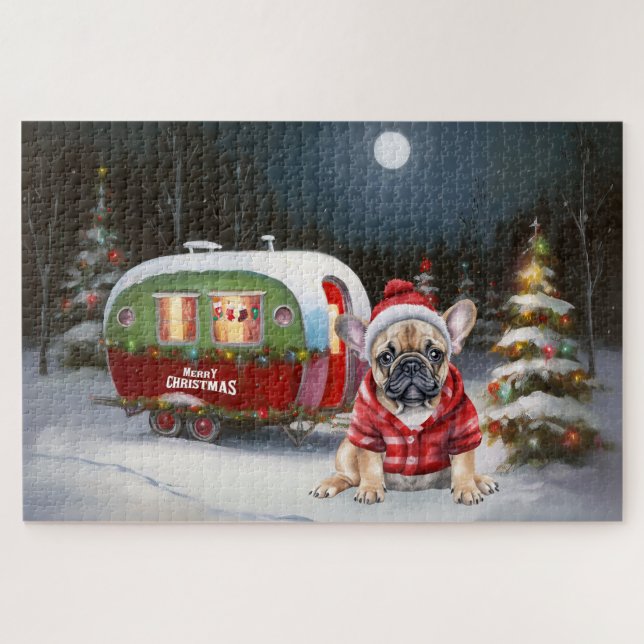 Winter French Bulldog Caravan Christmas Adventure  Jigsaw Puzzle (Horizontal)