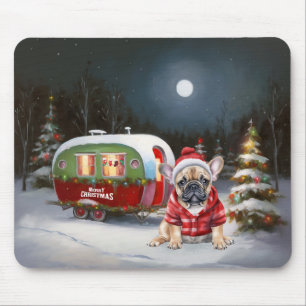Winter French Bulldog Caravan Christmas Adventure  Mouse Pad