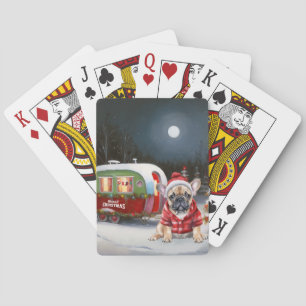 Winter French Bulldog Caravan Christmas Adventure Playing Cards