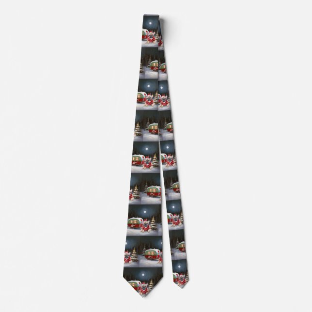 Winter French Bulldog Caravan Christmas Adventure  Tie (Front)