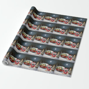 Winter French Bulldog Caravan Christmas Adventure  Wrapping Paper