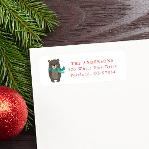 Winter Friends Bear Holiday Return Address Label