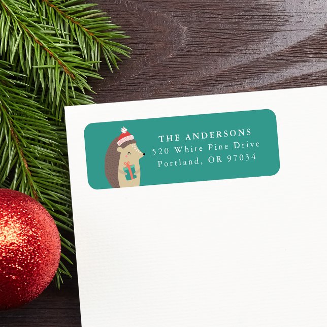 Winter Friends Hedgehog Holiday Return Address Label (Creator Uploaded)