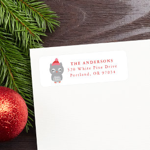 Winter Friends Owl Holiday Return Address Label