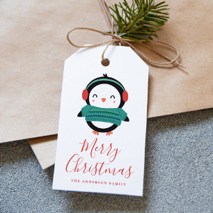 Winter Friends   Penguin Holiday Gift Tags