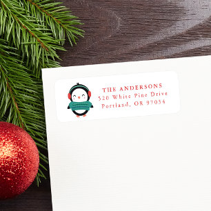 Winter Friends Penguin Holiday Return Address Label