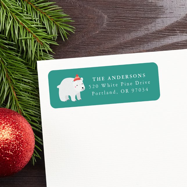 Winter Friends Polar Bear Holiday Return Address Label (Creator Uploaded)
