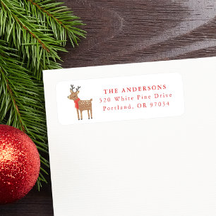 Winter Friends Reindeer Holiday Return Address Label